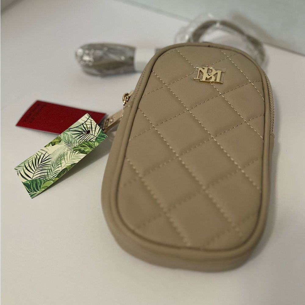 Badgley Mischka Quilted Crossbody Phone Bag - Beige, NWT